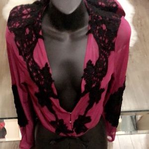 Sheer plunge crop top